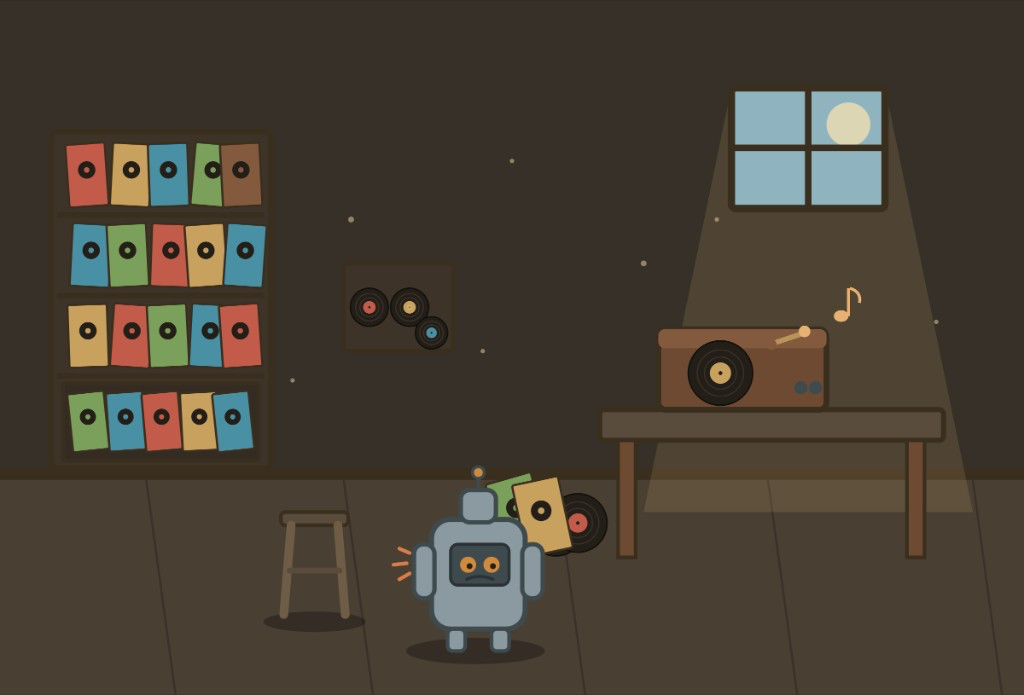 Arte conceitual de Rust — robô na oficina